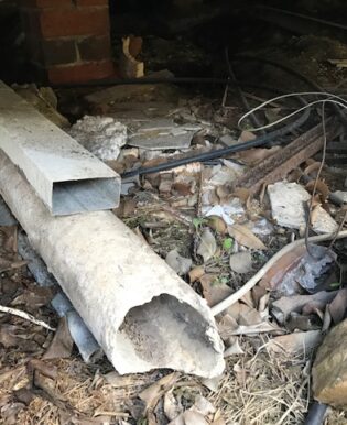 asbestos pipe removal broken asbestos under house
