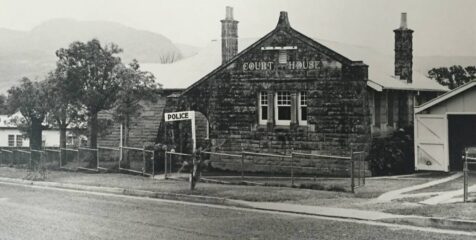 A black and white image of the Kangaroo Valley Courthouse in its early years